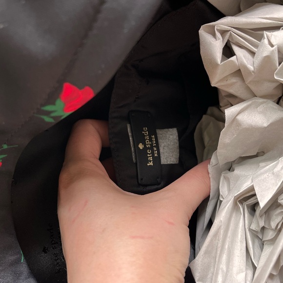 New KATE SPADE NY Designer Backpack Black Chelsea Rose Toss NWT - Picture 8 of 10